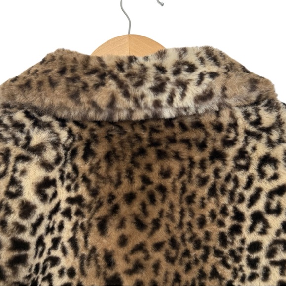C&C California Girls Leopard Faux Fur Coat Size 14 Brown Black - Picture 4 of 11